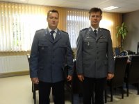 Komendant Miejski Policji w Zabrzu mł.insp. Dariusz Wesołowski i Naczelnik Wydziału dw. z Przestępczością Gospodarczą kom. Andrzej Rudolf