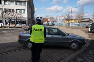 Policjanci zabrzańskiej drogówki podczas działań "NURD"