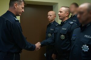 Uroczysta zbiórka podczas której Komendant Miejski Policji w Zabrzu nagrodził policjantów