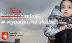 Logo kampanii "Dla Ciebie zginął policjant, strażak, żołnierz, a dla mnie tata"