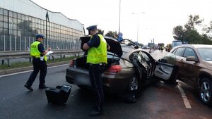Zabrzańscy policjanci podczas obsługi śmiertelnego wypadku na zabrzańskim odcinku DTŚ