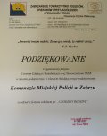 Zdjęcie kolorowe: podziękowania w formie dyplomu dla policjantów z Komendy Miejskiej Policji w Zabrzu za udział w festynie rodzinnym &amp;quot;Urodziny Rodziny&amp;quot;