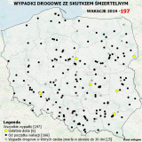 zdjęcie kolorowe: mapa wypadków śmiertelnych w Polsce