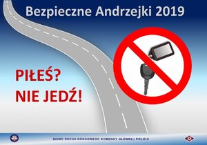 Zdjęcie kolorowe: baner akcji bezpieczne andrzejki 2019.