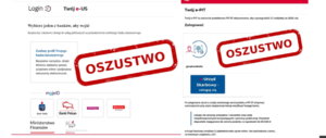 na zdjęciu zrzut ekranu z podrobionej strony internetowej z napisem oszustwo
