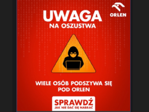 baner informujących o oszustwach