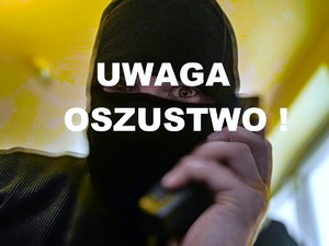 na zdjęciu zamaskowana postać i napis oszustwo