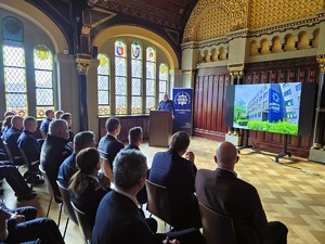 na zdjęciu policjanci podczas narady rocznej w muzeum górnictwa węglowego